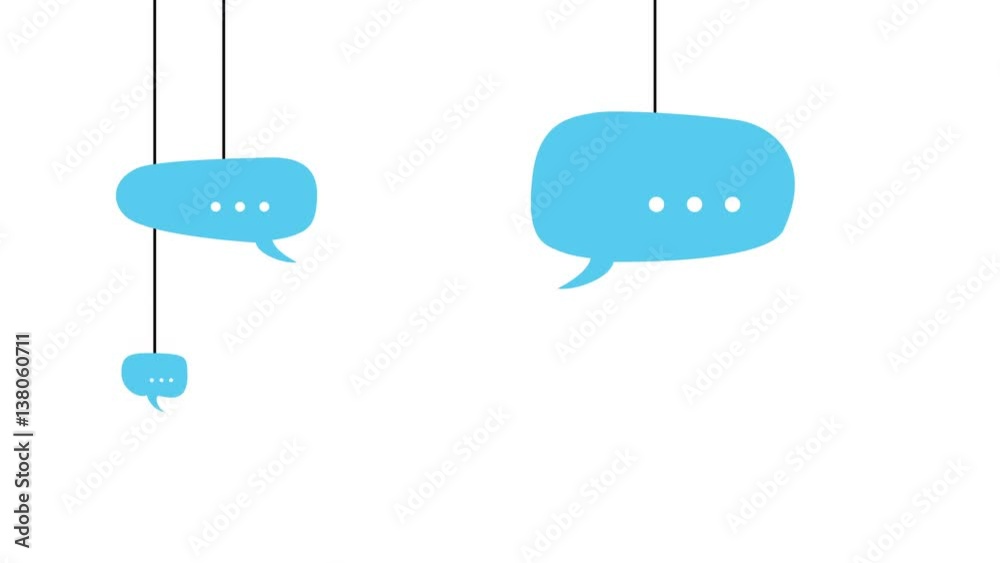 Speech bubbles on white background. Animated flat design. Concept of messages, talking and chatting.