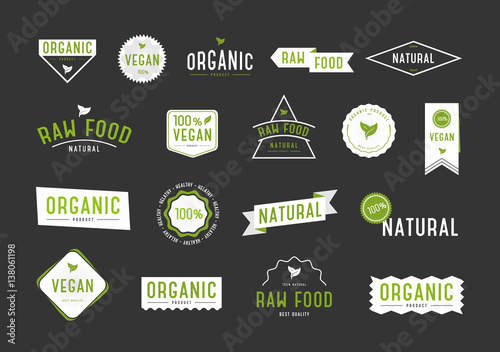 Organic labels set. Collection various logo for eco cosmetics or products.