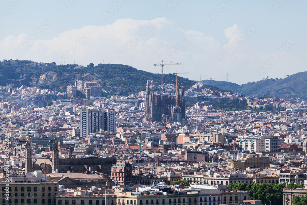 Panoramic view of the city of Barcelona. Aerial view