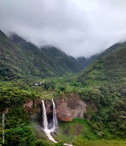 Waterfall Manto de la Novia in Banos de Agua Santa  Ecuador