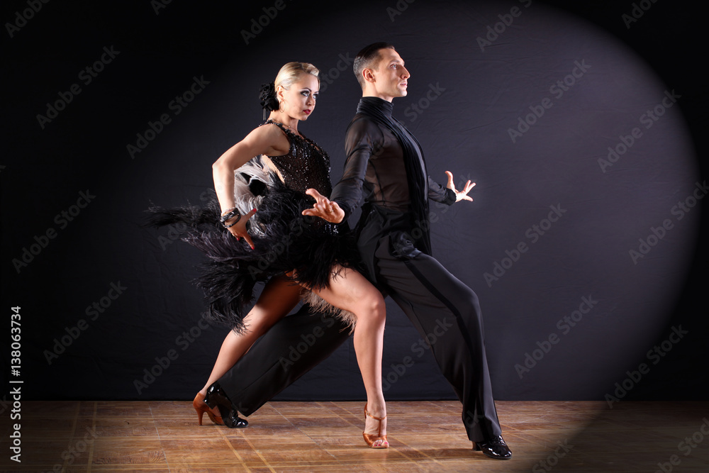 dancers in ballroom isolated on black background dancers in ballroom isolated on black background