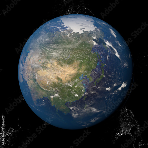 Asia seen from space 3d illustration