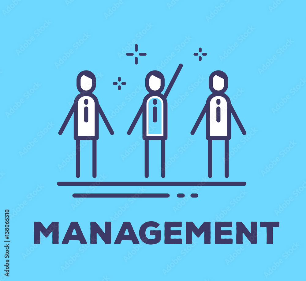 Vector business illustration of men in suits standing together on blue background with title. Vector business illustration of men in suits standing together on blue background with title.