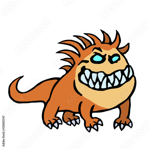 Cute monster big hell dog smiles vector illustration