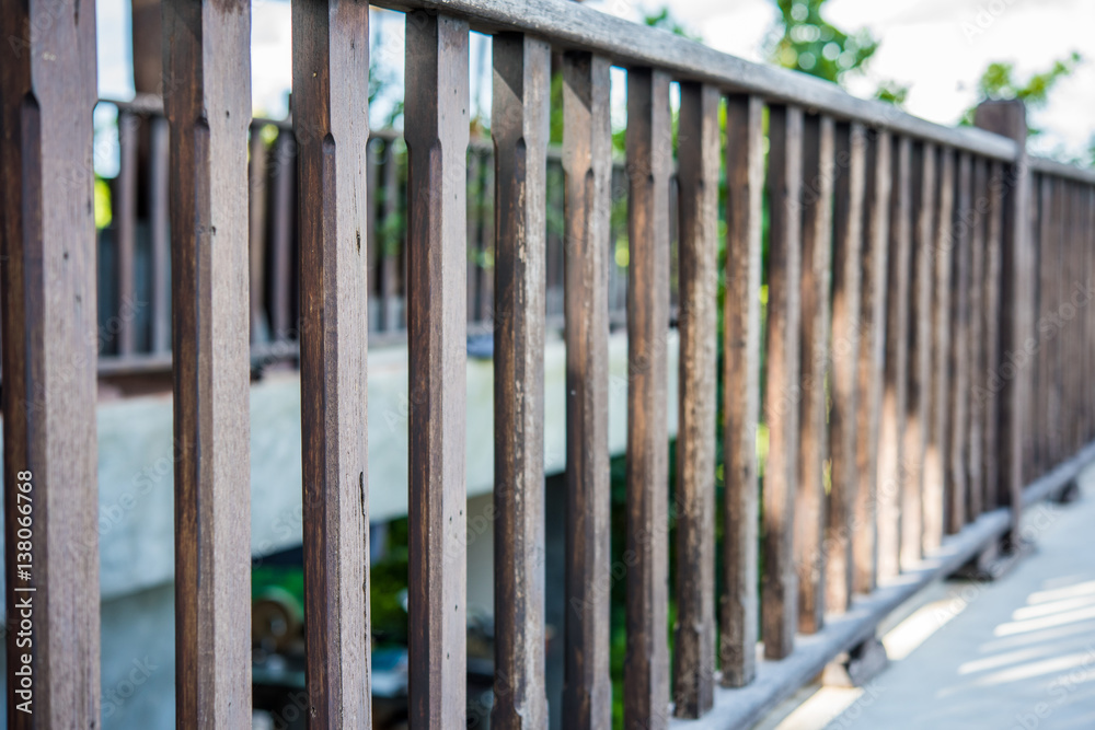 Wooden guardrail at the outside Wooden guardrail at the outside