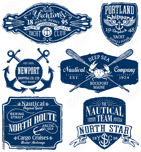 Vintage vector nautical labels