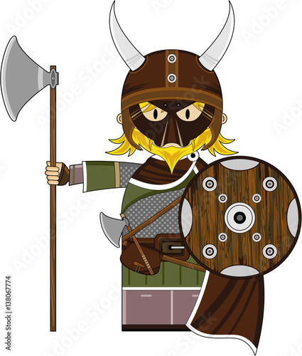 Cartoon Masked Viking Warrior