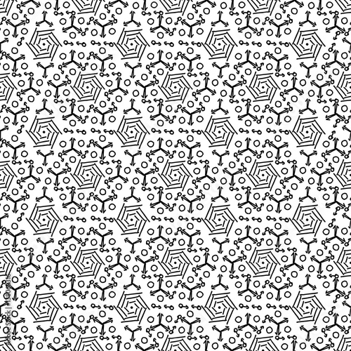 Outline geometric abstract seamless pattern black and white.