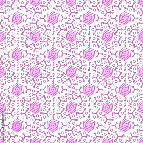 Outline geometric abstract seamless pattern pink and white.