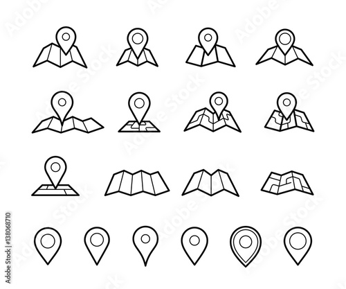 Maps and pins icons