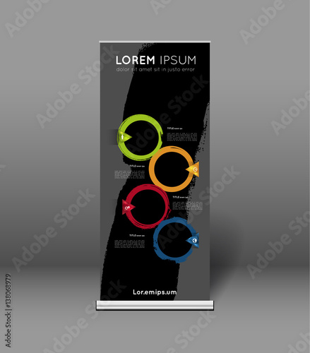 roll up banner template with colorful grunge circles