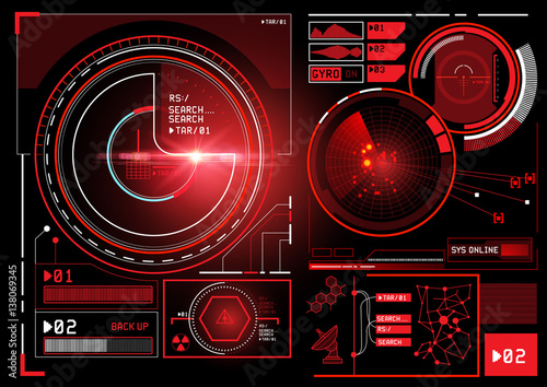 A futuristic HUD display user interface design with radar and tracking features. vector illustration.
