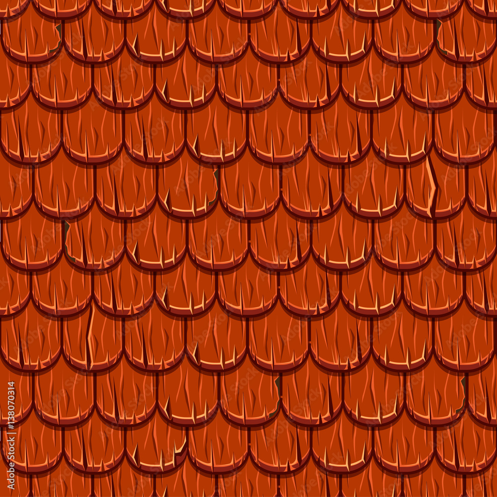 Cartoon Red wooden old roofing Roof Tiles Seamless Background, collection  texture Stock Vector | Adobe Stock