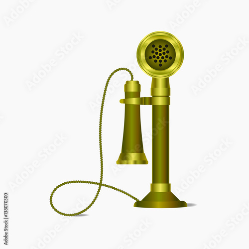 Old-time telephone with wire