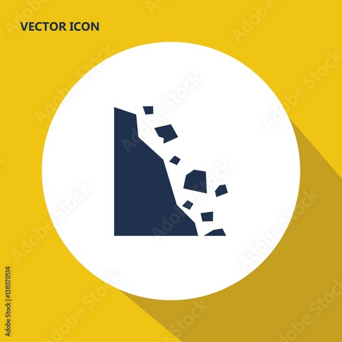 caution falling rocks vector icon