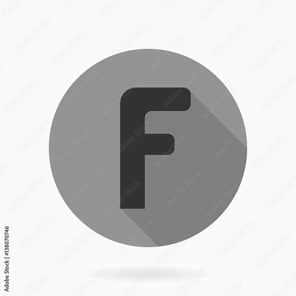 Fine vector letter F in the circle. Flat design and long shadow Fine vector letter F in the circle. Flat design and long shadow