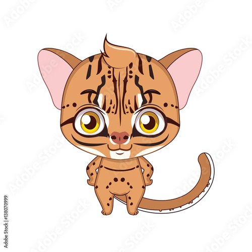 Cute stylized cartoon Asian golden cat illustration ( use for stickers, fun scenes, decoration etc. )
