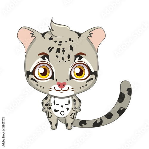 Cute stylized cartoon clouded leopard illustration ( use for stickers, fun scenes, decoration etc. )