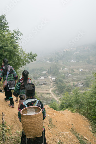 Vietnamese women treking in the mountains of Sa Pa