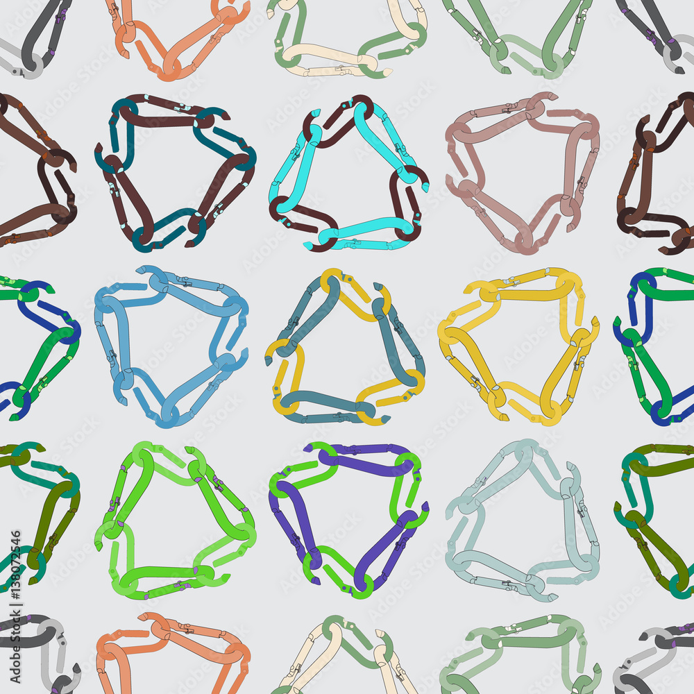 Seamless background with carabiners climber Seamless background with carabiners climber
