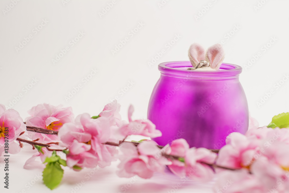 bunny and sakura on white background bunny and sakura on white background