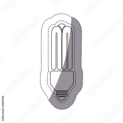 grayscale contour sticker with fluorescent lamp vector illustration