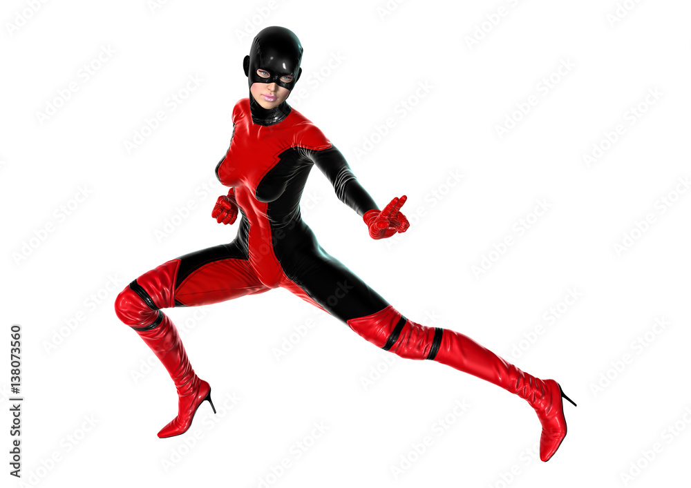 3D Rendering Female Superhero on White 3D Rendering Female Superhero on White