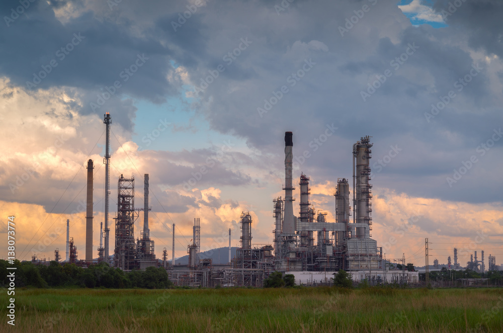 oil refinery plant against blue sky