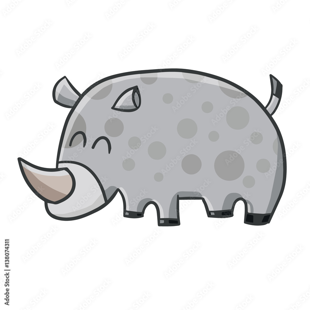 Cute smiley grey rhinoceros - vector. Cute smiley grey rhinoceros - vector.