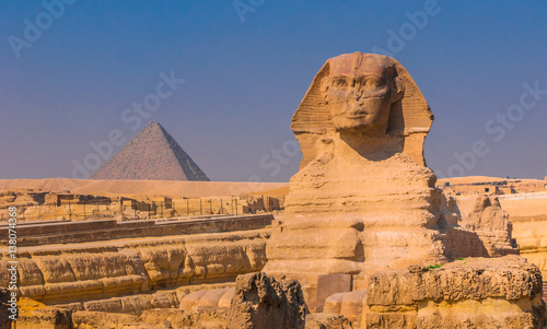 Sphinx and pyramids at Giza  Cairo