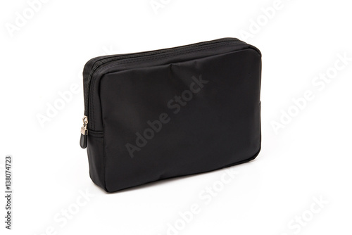 Golf pouch, black bag on white background 