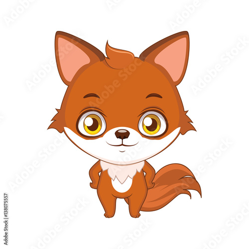 Cute stylized cartoon fox illustration ( use for stickers, fun scenes, decoration etc. )