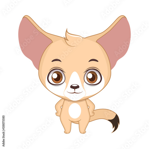 Cute stylized cartoon fennec fox illustration ( use for stickers, fun scenes, decoration etc. ) photo