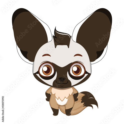Cute stylized cartoon bat eared fox illustration ( use for stickers, fun scenes, decoration etc. ) photo
