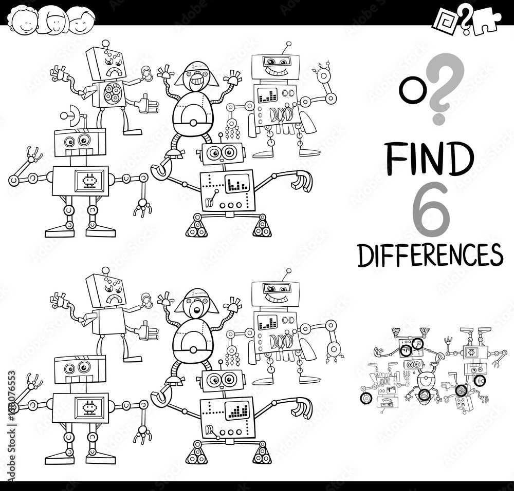 differences with robots coloring page differences with robots coloring page