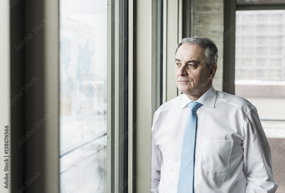 Portrait of a senior manager, looking out of window Portrait of a senior manager, looking out of window