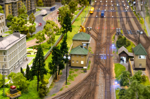 Model of railway and city district