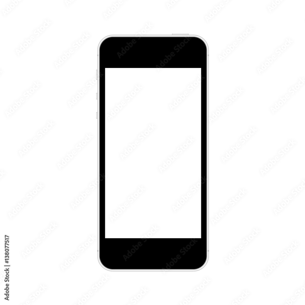Black mobile phone with blank screen isolated on white background - Vector Black mobile phone with blank screen isolated on white background - Vector