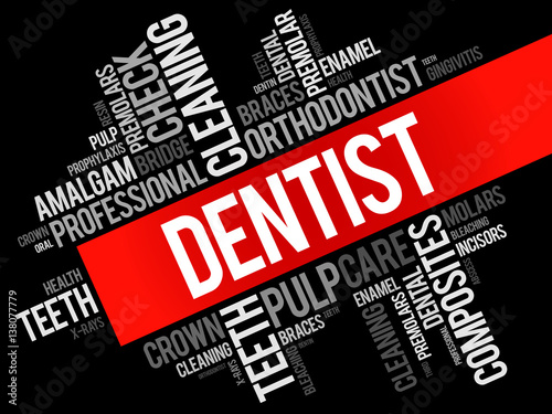 Dentist word cloud collage, health concept background