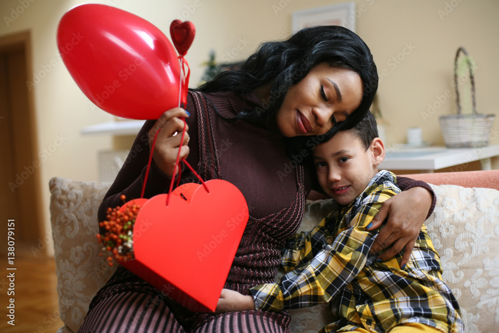 African American woman wit her son. African American woman wit her son.