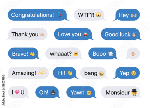 Set of SMS bubbles messages