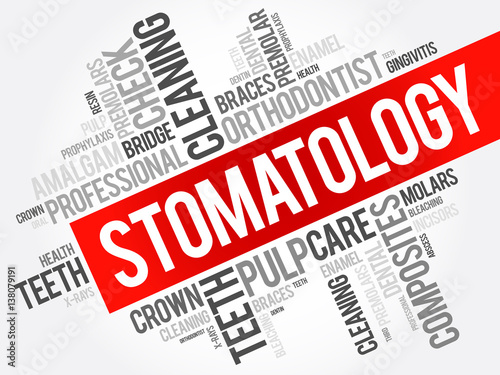 Stomatology word cloud collage, health concept background