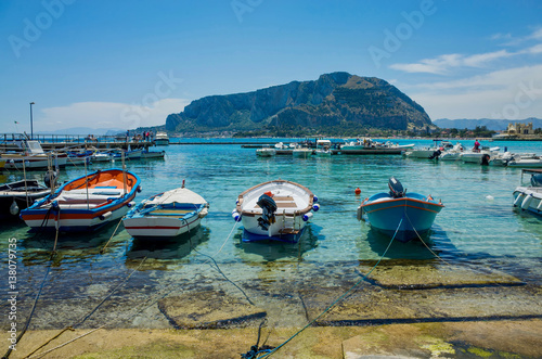Boats in Mondello, near Palermo, Italy photo