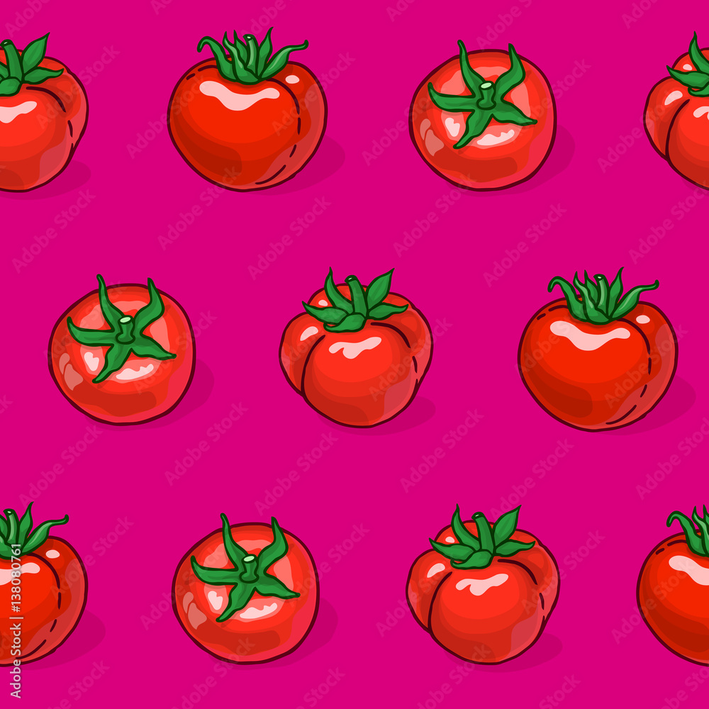 Pop art style seamless pattern with tomatoes Pop art style seamless pattern with tomatoes