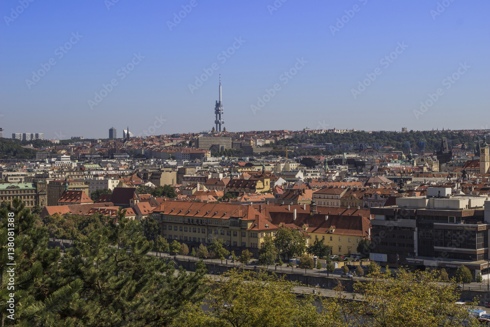 View of Prague with Tv Tower. Sammer travel