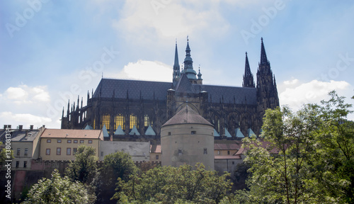 Prague Castle and Saint Vitus Cathedral at sunny summer day  Czech Republic