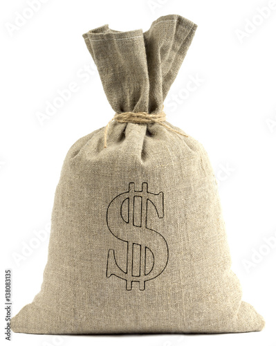 Bank bag with dollars