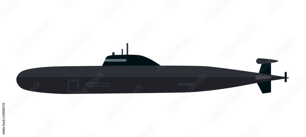 Submarine Vector Illustration in Flat Design