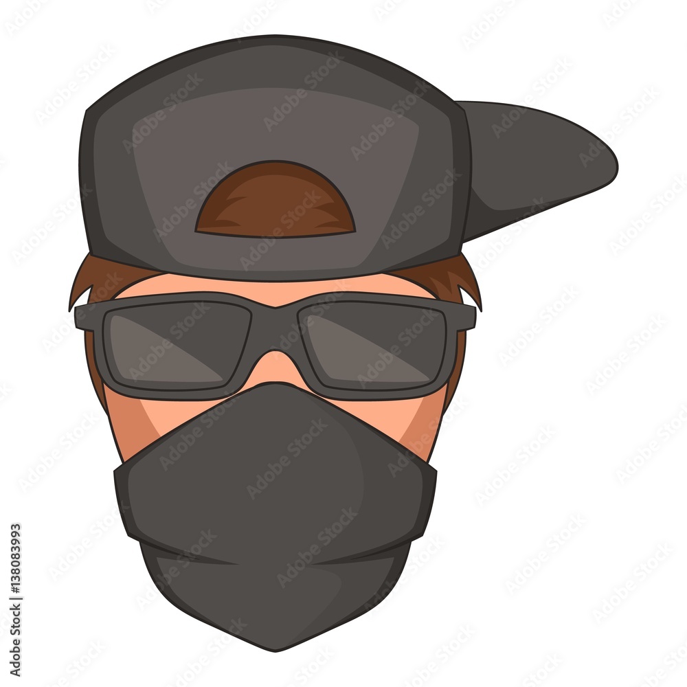 Man in black glasses and scarf on his face icon
