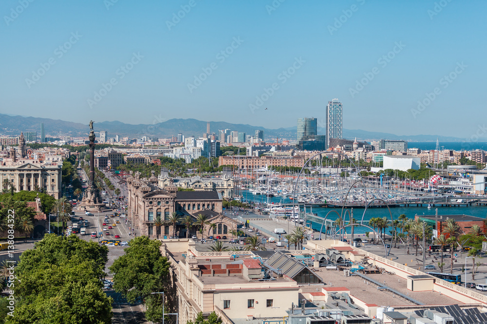 Panoramic view of the city of Barcelona. Aerial view